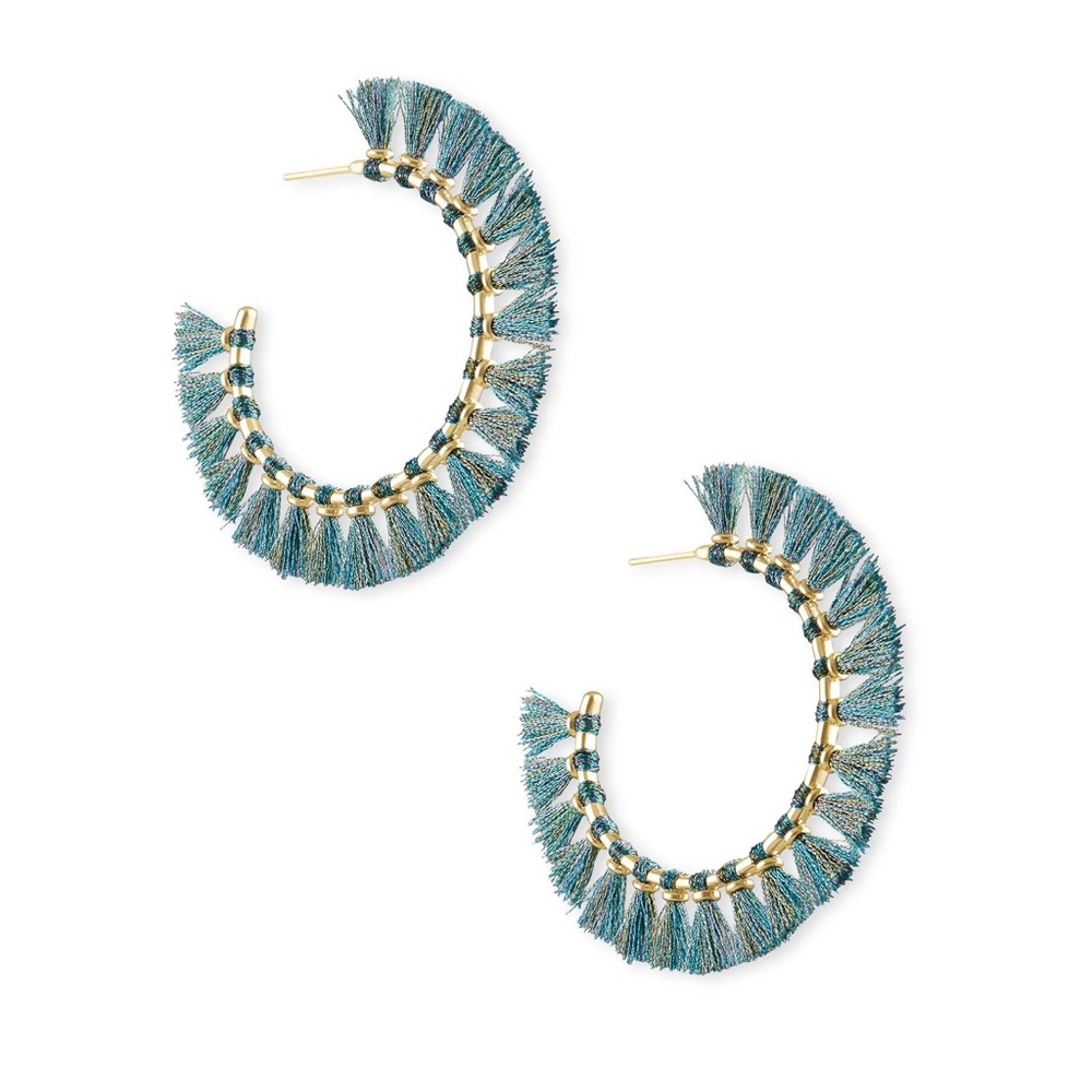 Kendra Scott Evie Hoop Earrings Turquoise Lightweight New With Pouch